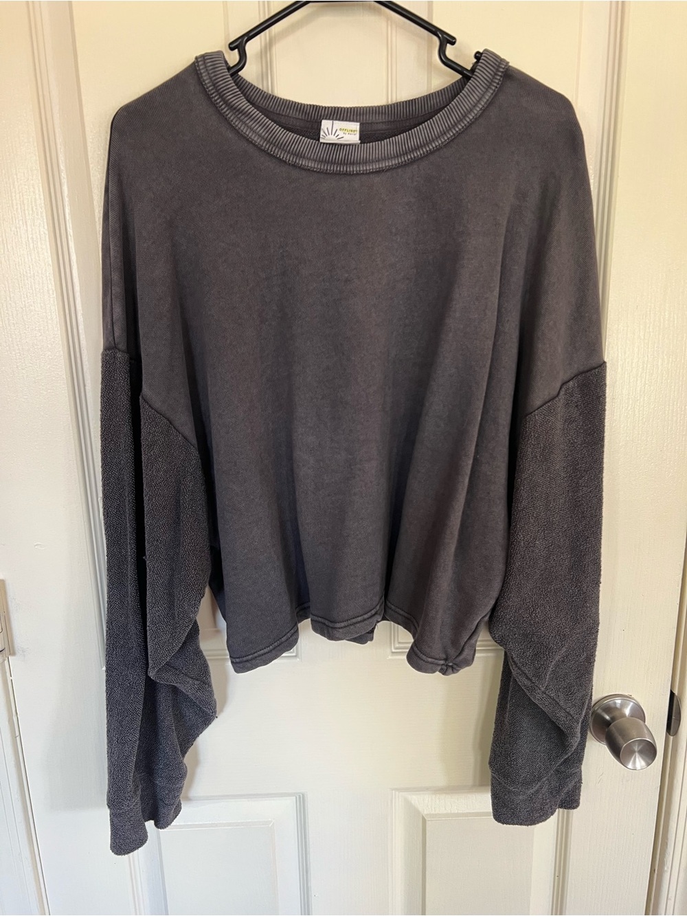 OFFLINE By Aerie Washed Charcoal Oversized Crewneck Sweatshirt XL - Picture 5 of 8